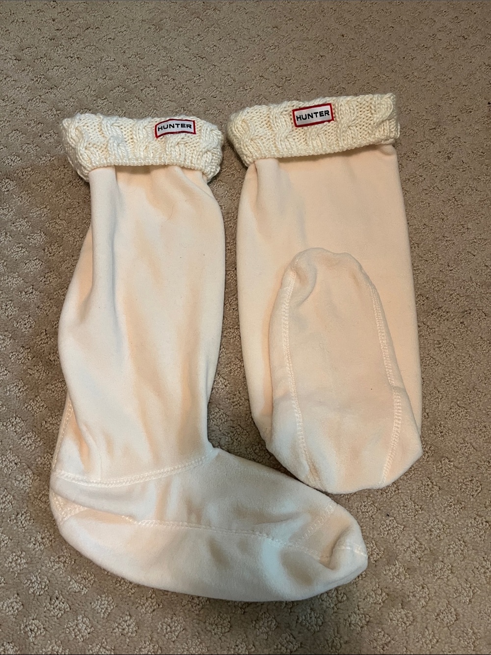 Hunter Cream Fleece Boot Socks with Knit Cuff